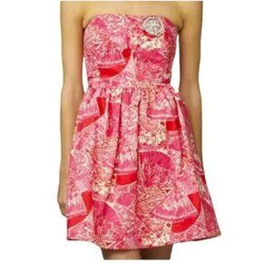 Lily Pulitzer Sari Dress Printed It's Getting Hot in Here Punch‎ Pink sz 4